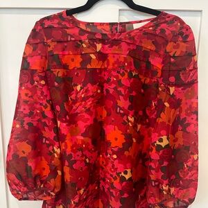 LOFT | Red Floral Blouse (Size Small)